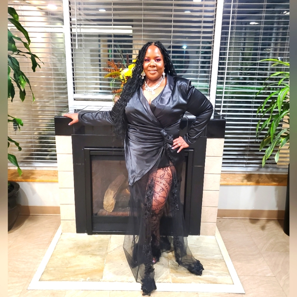 Sexy Black High Split Plus Size Dress